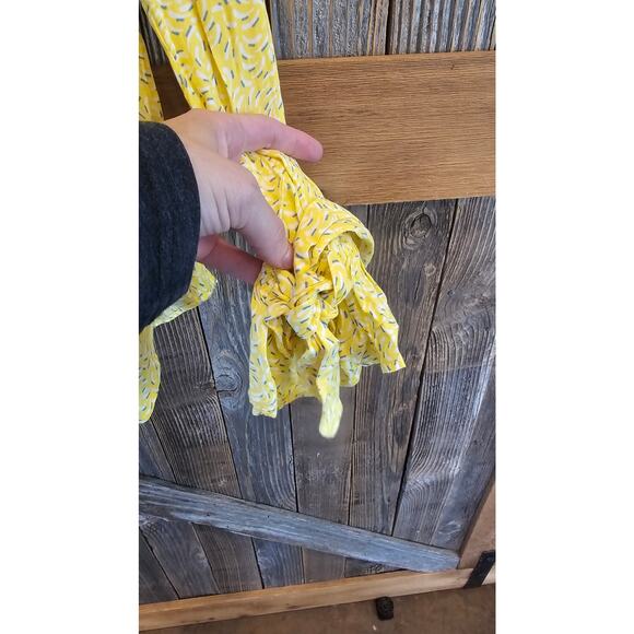 Maeve sz 6 tie scrunch wrist lemon yellow bright cottagecore button up EUC top - Picture 6 of 10